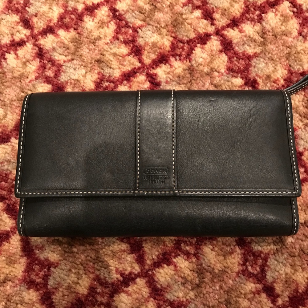 Authentic Coach leather wallet with chckbk holder